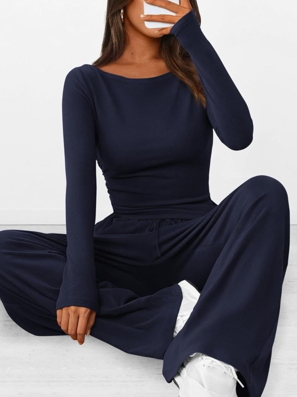 Source Unknown Navy Long Sleeve Fitted Top and pant set